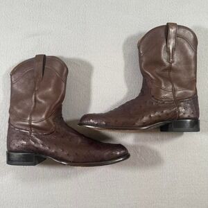Tecovas Brown Ostrich Leather Cowboy Boots Western Rodeo 14D